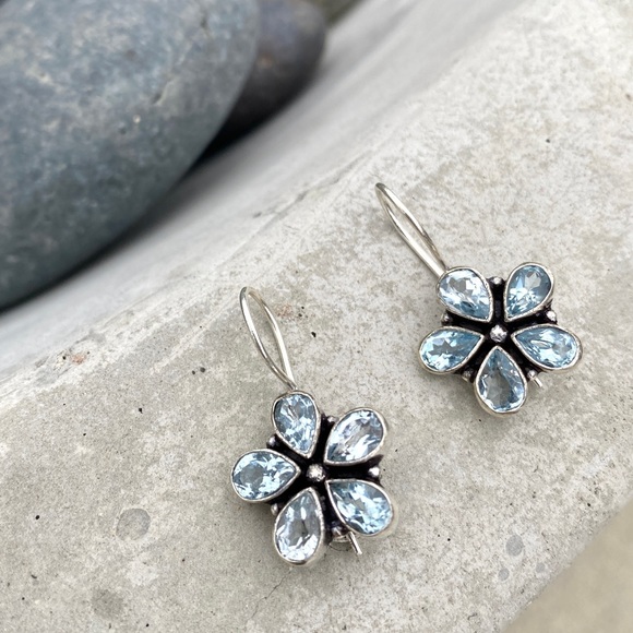 Sundance Jewelry - SUNDANCE blue topaz earrings sterling silver gemstone birthstone stone gift gem